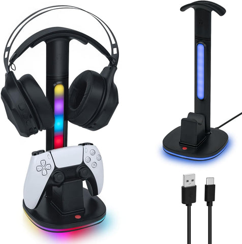 Mcbazel RGB Headset Stand with Charging Station for PS5 / PS5 Elite Controller