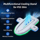 Mcbazel Cooling Charging Stand for PS5 Slim Console Only, RGB Dual Controller Charger for Dual Sense / Edge