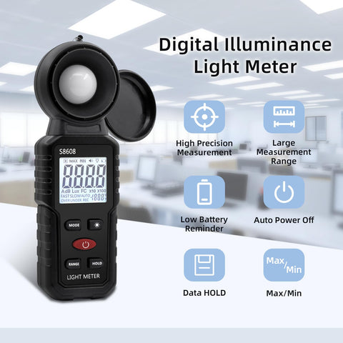 Mcbazel Digital Illuminance Light Meter, Photometer Light Intensity Sense Tester,Lux Meter Range up to 200,000 Lux for Garden/Plants