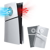 Replacement Side Panel Plate with Cooling Vent for PS5 Slim Disc Edition-Silver(2.0)