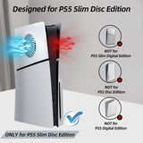 Replacement Side Panel Plate with Cooling Vent for PS5 Slim Disc Edition-Silver(2.0)