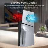 Replacement Side Panel Plate with Cooling Vent for PS5 Slim Disc Edition-Silver(2.0)
