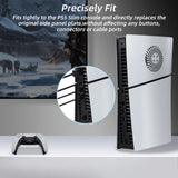 Replacement Side Panel Plate with Cooling Vent for PS5 Slim Disc Edition-Silver(2.0)