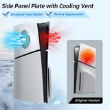 Replacement Side Panel Plate with Cooling Vent for PS5 Slim Disc Edition-Silver(2.0)