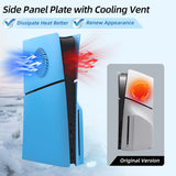 Replacement Side Panel Plate with Cooling Vent for PS5 Slim Disc Edition-Light Blue(2.0)