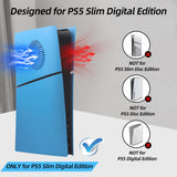 Replacement Side Panel Plate with Cooling Vent for PS5 Slim Digital Edition-Light Blue(2.0)