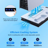 Mcbazel PS5, PS5 Slim (UHD / Digital Edition) Cooling Charger Stand with Headset Holder, Dual Controller Charging
