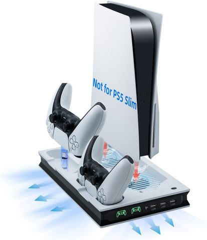 Vertical PS5 UHD / Digitial Edition Cooling Charging Stand with Dual Controller Charging Station
