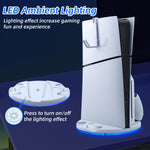 Mcbazel Vertical Display Stand for PS5 Slim LED Display Stand with Controller Charger & Headset Holder