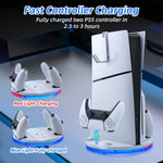 Mcbazel Vertical Display Stand for PS5 Slim LED Display Stand with Controller Charger & Headset Holder