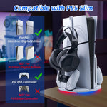 Mcbazel Vertical Display Stand for PS5 Slim LED Display Stand with Controller Charger & Headset Holder
