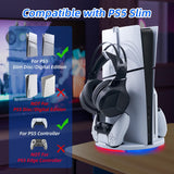 Mcbazel Vertical Display Stand for PS5 Slim LED Display Stand with Controller Charger & Headset Holder