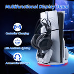 Mcbazel Vertical Display Stand for PS5 Slim LED Display Stand with Controller Charger & Headset Holder