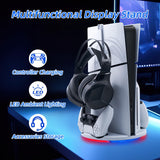 Mcbazel Vertical Display Stand for PS5 Slim LED Display Stand with Controller Charger & Headset Holder