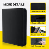 Mcbazel 216 Card Slots 9 Pockets Black Game Card Book with 10 Hard Protective Cover Case(35PT-White Light)