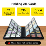 Mcbazel 216 Card Slots 9 Pockets Black Game Card Book with 10 Hard Protective Cover Case(35PT-White Light)