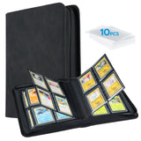 Mcbazel 112 Card Slots 4 Pockets T296 Black Game Card Book with 10 Hard Protective Cover Case(35PT-White Light)