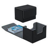 Horizontal Leather Game Card Deck Case Box-Black