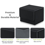Horizontal Leather Game Card Deck Case Box-Black
