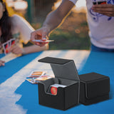 Horizontal Leather Game Card Deck Case Box-Black