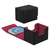 Horizontal Leather Game Card Deck Case Box-Black&Red
