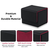 Horizontal Leather Game Card Deck Case Box-Black&Red