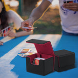 Horizontal Leather Game Card Deck Case Box-Black&Red
