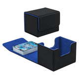 Horizontal Leather Game Card Deck Case Box-Black&Blue
