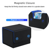 Horizontal Leather Game Card Deck Case Box-Black&Blue