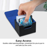 Horizontal Leather Game Card Deck Case Box-Black&Blue