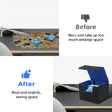 Horizontal Leather Game Card Deck Case Box-Black&Blue