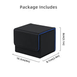 Horizontal Leather Game Card Deck Case Box-Black&Blue