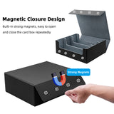 Large Leather Game Card Deck Case Box with 8 Dividers-Black(HX-X034)