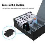 Large Leather Game Card Deck Case Box with 8 Dividers-Black(HX-X034)