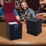 Vertical Leather Game Card Deck Case Box-Black&Red(HK-X04)