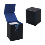 Vertical Leather Game Card Deck Case Box-Black&Blue(HK-X04)