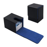 Vertical Leather Game Card Deck Case Box-Black&Blue(HK-X04)