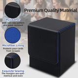 Vertical Leather Game Card Deck Case Box-Black&Blue(HK-X04)