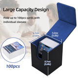 Vertical Leather Game Card Deck Case Box-Black&Blue(HK-X04)
