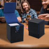 Vertical Leather Game Card Deck Case Box-Black&Blue(HK-X04)