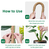 7MM Width Bendable Coir Pole for Climbing Plants Growth(160cm)