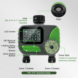 2 Zone Water Timer for Garden Hose-Green(US Plug)