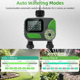 2 Zone Water Timer for Garden Hose-Green(US Plug)