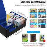 Large Leather Game Card Deck Case Box with 8 Color Dividers-Black&Blue(HX-X034)