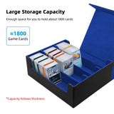Large Leather Game Card Deck Case Box with 8 Color Dividers-Black&Blue(HX-X034)