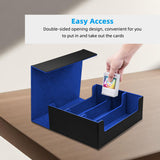 Large Leather Game Card Deck Case Box with 8 Color Dividers-Black&Blue(HX-X034)