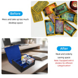 Large Leather Game Card Deck Case Box with 8 Color Dividers-Black&Blue(HX-X034)