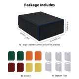 Large Leather Game Card Deck Case Box with 8 Color Dividers-Black&Blue(HX-X034)