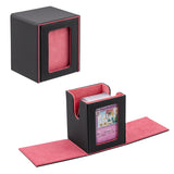 Vertical Leather Game Card Deck Case Box with Display Window-Red Peach(HK-X050)
