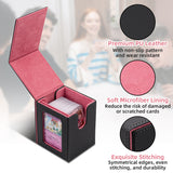 Vertical Leather Game Card Deck Case Box with Display Window-Red Peach(HK-X050)